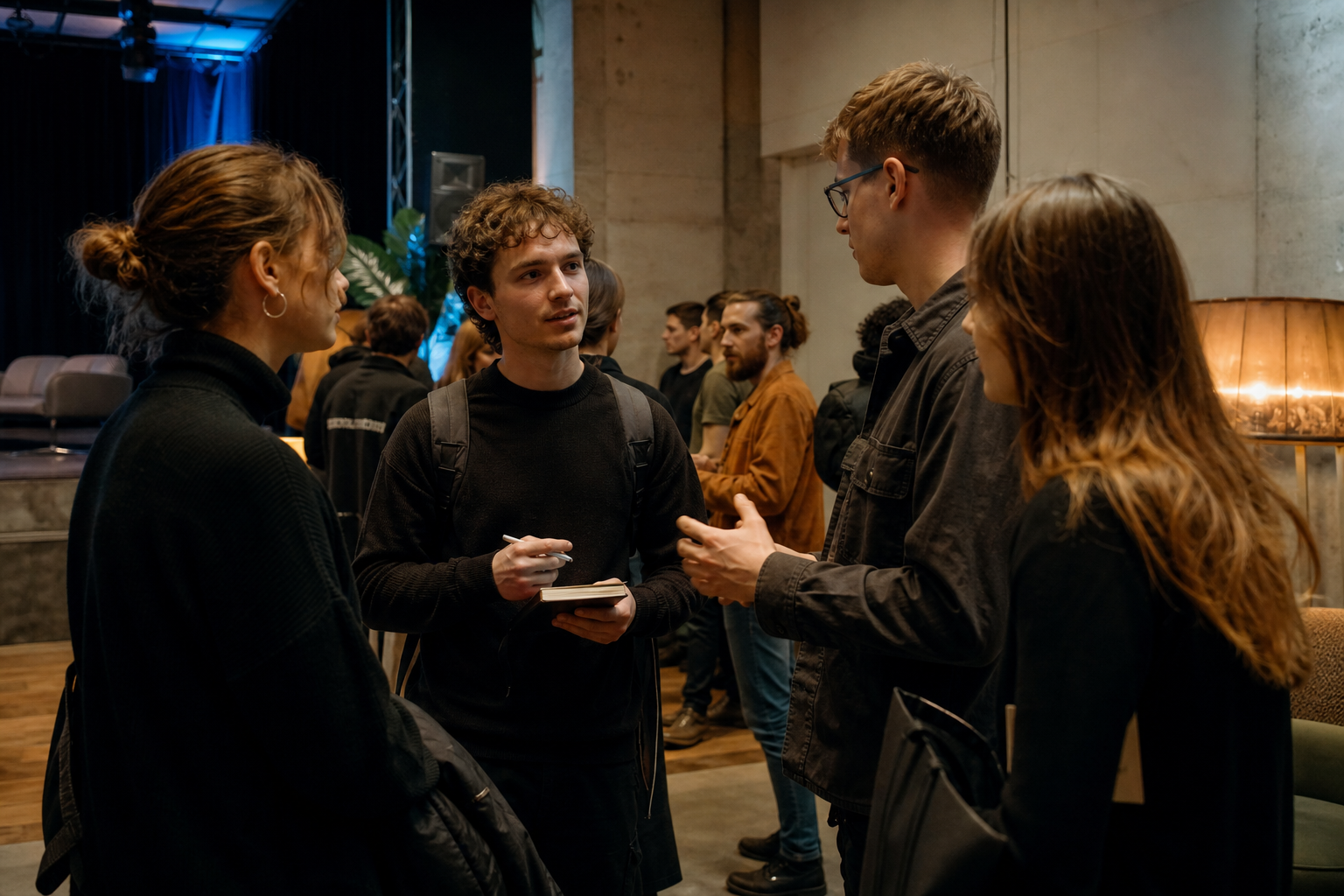 Młodzi ludzie rozmawiają podczas przerwy networkingowej
